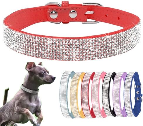 Small Dog Collar, Bling Rhinestone Diamond Fancy Crystal Glitter Pretty Jewel Pet Puppy Collars for XXS XS Small Medium Large Breed Girl Female Dogs Cats (Rose, S) in Saudi Arabia