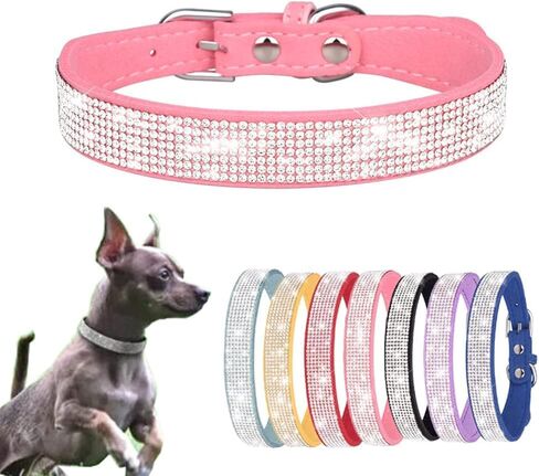Small Dog Collar, Bling Rhinestone Diamond Fancy Crystal Glitter Pretty Jewel Pet Puppy Collars for XXS XS Small Medium Large Breed Girl Female Dogs Cats (Rose, S) in Saudi Arabia