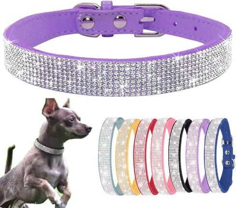 Small Dog Collar, Bling Rhinestone Diamond Fancy Crystal Glitter Pretty Jewel Pet Puppy Collars for XXS XS Small Medium Large Breed Girl Female Dogs Cats (Rose, S) in Saudi Arabia