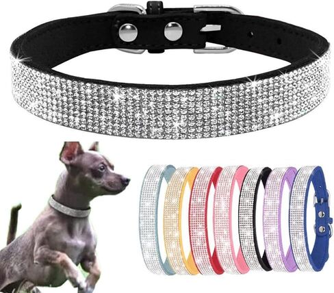 Small Dog Collar, Bling Rhinestone Diamond Fancy Crystal Glitter Pretty Jewel Pet Puppy Collars for XXS XS Small Medium Large Breed Girl Female Dogs Cats (Rose, S) in Saudi Arabia