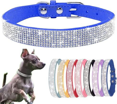Small Dog Collar, Bling Rhinestone Diamond Fancy Crystal Glitter Pretty Jewel Pet Puppy Collars for XXS XS Small Medium Large Breed Girl Female Dogs Cats (Rose, S) in Saudi Arabia
