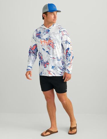 HUK Men's Pursuit Pattern Hoodie, Sun Protecting Fishing Shirt with Hood, Mossy Oak Stormwater Freshwater in Saudi Arabia