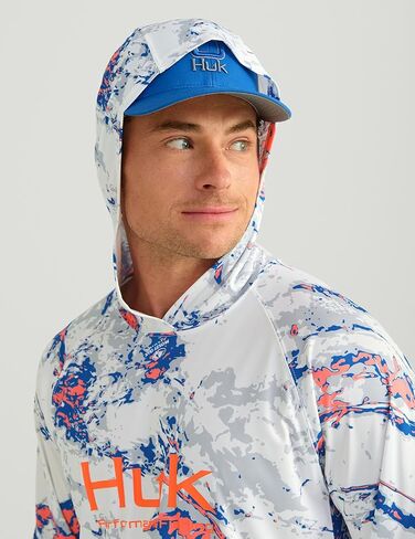 HUK Men's Pursuit Pattern Hoodie, Sun Protecting Fishing Shirt with Hood, Mossy Oak Stormwater Freshwater in Saudi Arabia