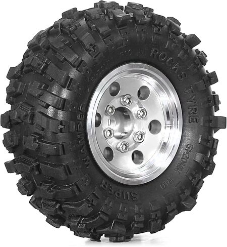 REDSPIDER 1.0 Beadlock Wheels and Tires（4pcs） 1.0 Crawler Tires 51 * 20mm 1.0 Wheel Color and Style are Optional 1/18 1/24 RC Crawler Tires for SCX24 TRX4M FMS FCX24 FCX18 AX24 ﻿ (Red（Circular Hole）) in Kuwait