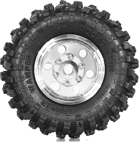 REDSPIDER 1.0 Beadlock Wheels and Tires（4pcs） 1.0 Crawler Tires 51 * 20mm 1.0 Wheel Color and Style are Optional 1/18 1/24 RC Crawler Tires for SCX24 TRX4M FMS FCX24 FCX18 AX24 ﻿ (Red（Circular Hole）) in Kuwait