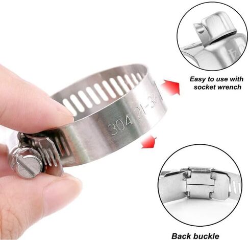 10Pcs Hose Clips 1/2''-3/4''(13-19mm) Jubilee Clips Adjustable 304 Stainless Steel Hose Clamps Worm Drive Pipes Hose Clamps Clips in Saudi Arabia
