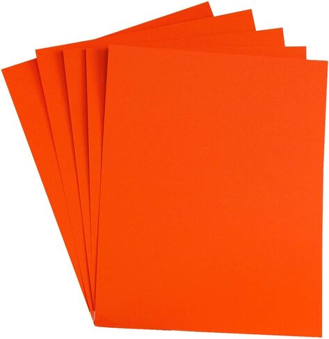 Hygloss Products Colored Cardstock - Great for Arts, Crafts and More - Bright Colors - 8.5 x 11 Inch Size - 65 lb. / 176 gsm Thickness - Electric Orange - 48 Sheets in Saudi Arabia