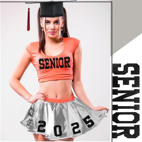 Yinkin Senior Class of 2025 Iron on Patches Glitter Senior Iron on Patches 2025 Graduation Decals Graduate Skirts T Shirts Cap Letters Transfer for Fabric Clothing DIY Crafts(White) in Kuwait