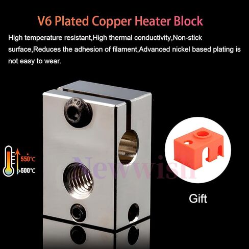 كتلة سخان V6 ، كتلة سخان النحاس المطلية V6 مع جوارب السيليكون عالية درجة الحرارة PT100 V6 لتسخين V6 Hotend ، حدوث حرارة ، فوهة V6 ، PRUSA I3 MK3/MK3S كتلة. in Kuwait