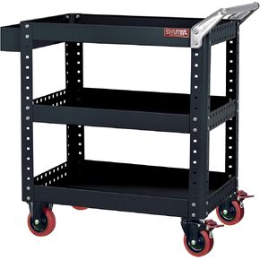 SHUTER Tool Wagon, Tool Cart, Tool Cabinet, 3 Tiers, Tool Cart, Tool Wagon, Load Capacity 440.1 lbs (200 kg), 20.5x34.4x34.6 inch, with Casters, Tool Holder, Maintenance Wagon, Black CT-1