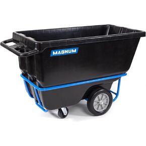 Magnum Tilt Truck, 1 Cu. Yd. Covered Capacity Dump Cart with Non-Marking 12" Wheels & 5" Casters for Jobsites, 800 lbs, Trash Cart with Wheels DUC100-12-NM