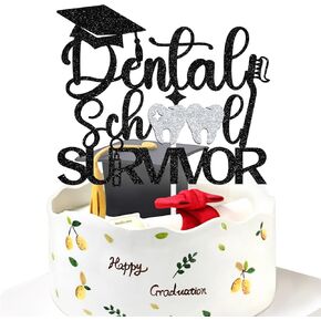 Dental School Survivor Cake Topper, Congrats RDH/Future Dentist Cake Decor, Holy Molar You Did It, Class of 2025 Dental Medical School College Graduation Party Decorations Supplies