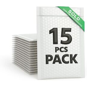Padded Mailers Bubble, 6x9 Inch Poly Mailers Pack of 15 Bubble Envelopes Opaque Self Seal Adhesive Waterproof Bags for Shipping and Packaging