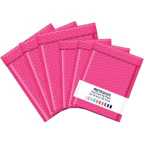 Metronic 4x8 50 Pack +6x10 25 Pack Pink Bubble Mailer ، أكياس شحن ختم ذاتية مقاومة للماء ، مظاريف مبطنة للشحن والبريد والتعبئة والتغليف والجملة