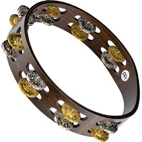Meinl Percussion TA2V-WB 10-Inch Vintage Wood Tambourine with Double Row Hammered Brass Jingles