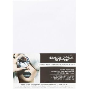 Glitter Cardstock 8.5 x 11 - Printable Shed-Free Sparkly Craft Paper for Scrapbooks, Card Making, DIY Art Projects - 20 Sheets, 280 GSM Heavyweight, Crystal White