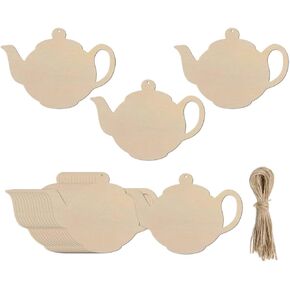 20pcs teapot على شكل قطع خشب DIY وعاء الشاي الحرف غير المكتم