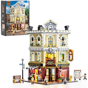 مجموعة من الطوب العتيقة للمتاجر العتيقة مجموعة من الطوب-City Town Corner Collectibles Shop LED LED Modular Building Model Set 2847 PCS للبالغين والمراهقين