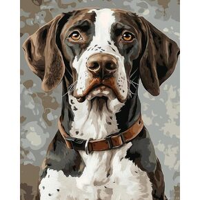 Svinoiler Paint German Shorthaired By By Number Cits للبالغين ، وطلاء الكلاب بالأبيض والأسود بأرقام للمبتدئين ، والحيوانات المضحكة للحيوانات الدهنية لطلاء الزيت للديكور المنزلي 16 × 20 بوصة ، لا إطار