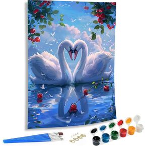 SKRYUIE Paint by Numbers Kits for Adults Swan, Acrylic Oil Animal Paint by Numbers for Adults Beginner Canvas with Brushes Paintwork Art Crafts for Home Decor 16x20 inch x20