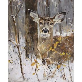 Zuvrdiai Deer Paint حسب عدد البالغين ، مجموعة الطلاء الزيتية DIY على قماش مع فرشاة الطلاء وطلاء الأكريليك ، للطلاء بأرقام للمبتدئين ، للحصول على جدار منزلي (16 × 20 بوصة)