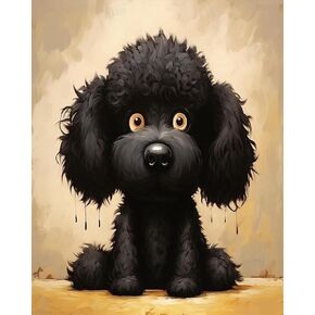 OKSgyta Dog Art Paint بأرقام للمبتدئين للبالغين ، Poodle ، Pets Paint بواسطة مجموعات الأرقام على القماش ، 40x50 سم ، بدون إطار