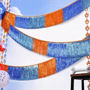 LOLSTAR Blue Dog Fringe Banner لزخارف أعياد الميلاد ، 6.07 قدم برتقالية وأزرق فاتح من زوارق متسكع