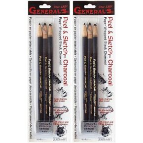 Peel & Sketch Charcoal Pencils 3/Pkg-
