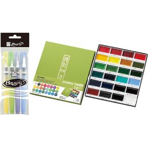 Kuretake GANSAI TAMBI 24 colors set Water Brush pens 4 Set