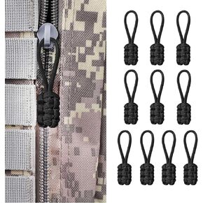 10 قطع Paracord Zipper Pull ، استبدال السوستة السوستة ، مجموعة إصلاح السوستة ، استبدال السوستة ، سحب السوستة البديلة ، سحاب حبل السحب المنسوج يدويًا ، لحقائب الظهر ، السترات ، الأكياس ، وأكثر من ذلك (أسود)