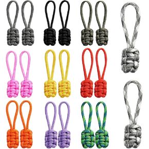 Binxus 20 Pieces Replacement Zipper Pulls Tab Universal Nylon Zipper Fixer Colorful Zipper Repair Kit Hand Woven Pull Rope Zipper Handle Cord Pull Tab (Multicolor), 20240702002