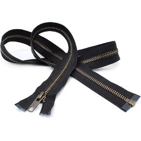 YKK®- Jacket Zippers YKK® #5 Antique Brass- Metal Teeth Separating for Crafter's Special Color Black #580 Made in USA -Custom Length (12 inches)