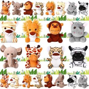 Hydren 40 Pack Mini محشو حيوانات الغابة بكميات كبيرة 4.7 بوصة Safari Plush Toys ، Lion Tiger Elephant Giraffe Leopard Monkey Hippo Zebra Forest Plush Dolls for Animal موضوع الحفلة الفصول الدراسية