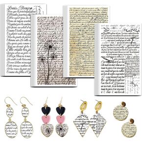 OLYCRAFT Handwritten French Clay Transfer Paper 4 Design 24 Pcs Transfer Paper for Polymer Poetry Polymer Clay Transfer Sheets Vintage Theme Small Transfer Paper for Clay Earrings Jewelry Making in Saudi Arabia