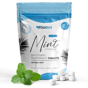 GloBoid Toothpaste Tablets with Fluoride 3 Month Zero Waste, Eco Friendly & Plastic Free Toothpaste Tabs Refill, Toothpaste Bites Perfect for Travel