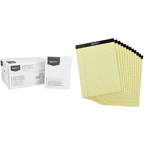 Amazon Basics Multipurpose Copy Copy Paper ، 8.5 "× 11" ، 20 رطلاً ، 10 reams ، 5000 ورقة ، 92 مشرق ، أبيض | منصة أمازون أساسية واسعة الحكم ، وسادة ملاحظات الكتابة ، 8.5 بوصة × 11.75 بوصة ، الكناري ، 600 ورقة (12 حزمة من 50)