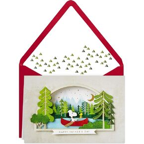 Hallmark Signature Peanuts Fathers Day Card (Snoopy and Woodstock Canoeing) (799FFW2007)