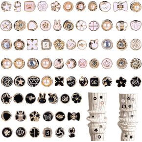 Ouligay 120 Pcs Charms for Socks,Rhinestone Brooch Buttons,Removable Button Pins,Pearl Sock Charms Pins for Women,No Sew Button Covers for Women Shirt Sock Sweaters Hat Jewelry Charms DIY