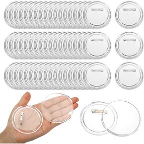PATIKIL 3 Inch DIY Button Pins Acrylic Button Pin Badge Clear Button Maker Craft Button Badges Pin Buttons Pins Round Picture Photo Buttons for Crafts Supplies, Team Projects (50 PCS)