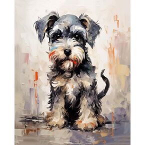 Qaceyid Dog Art Paint بأرقام للبالغين المبتدئين ، Pist Schnauzer Pet By By Number On Canvas 40x50cm