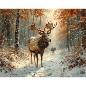 الطلاء Zuvrdiai بالأرقام ، Walk Snowy Forest Walk ، الحرف الكبار البالغين من مجموعات الأرقام ، الحرف الفنية للديكور المنزلي (بدون إطار ، 16 × 20 بوصة)