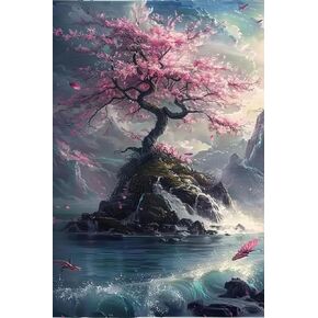 Movstrb Diamond Art Kit للبالغين ، DIY 5D Diamond Cathed Tree Tree Kit ، فن الماس النباتي ، ديكور الجدار المنزلي ، Paint Diamond Paint 12x16 Inch