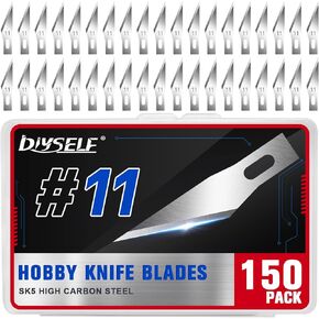Diyself 150 pcs شفرات سكين accto 11 ، شفرات سكين الهواية الحادة ، شفرة سكين فولاذية عالية الكربون ، #11 بديل الشفرة الدقيقة للفن ، سكرابوكينغ ، الاستنسل ، قطع الورق