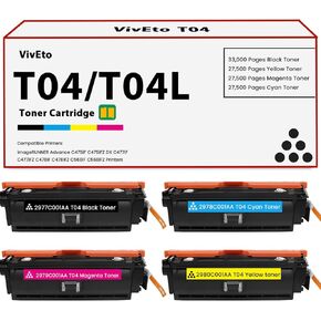 T04 Toner Cartridge 4 Pack Replacement for Canon T04 T04L 2977C001AA 2978C001AA 2979C001AA 2980C001AA Toner for imageRUNNER Advance C475iF C475iFZ DX C477iF C477iFZ C478iF C478iFZ C568iF Printers