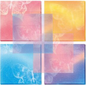 180 Sheets Transparent Sticky Notes 3x3, Glitter See Through Translucent Note Tabs, Waterproof Writable Annotation Memo Pads, Adhesive Office Desk Accessories (Butterflies)