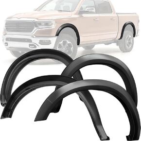 YITAMOTOR Fender Flares, Compatible with 2019-2023 Ram 1500 Double & Crew Cab(Excludes Rebel), Pickup Front Rear Wheels Smooth Pocket-Rivet Wheel 4PCS