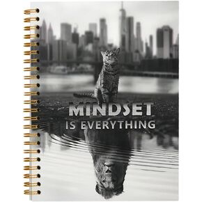 Tizzer Mindset is Everything Cat Tiger Motivational Lined Hardcover College Ruled Spiral Notebook Journal for Work Notes Journaling 5.5×8.3 Inch,Mindset Encouragement Gift