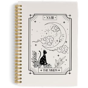 Cat Tarot Journal Notebook ، Witchy Journal ، Crescent Moon Black Cat Journal for Women ، Witch 5.5 "x8.3"