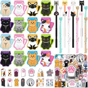 82 PCS Cat Decord Decorations Party Forms Bulk تشمل ملصقات Mini Spiral SPORAL SCREAM