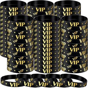 Bucherry 80 PCS VIP Wristbands الأسود الذهبي الأسود سيليكون أساور سليكون مقاوم للماء معصم الأساور معصم الفرقة الأساور للحفلات للأحداث نادي بار الرجال